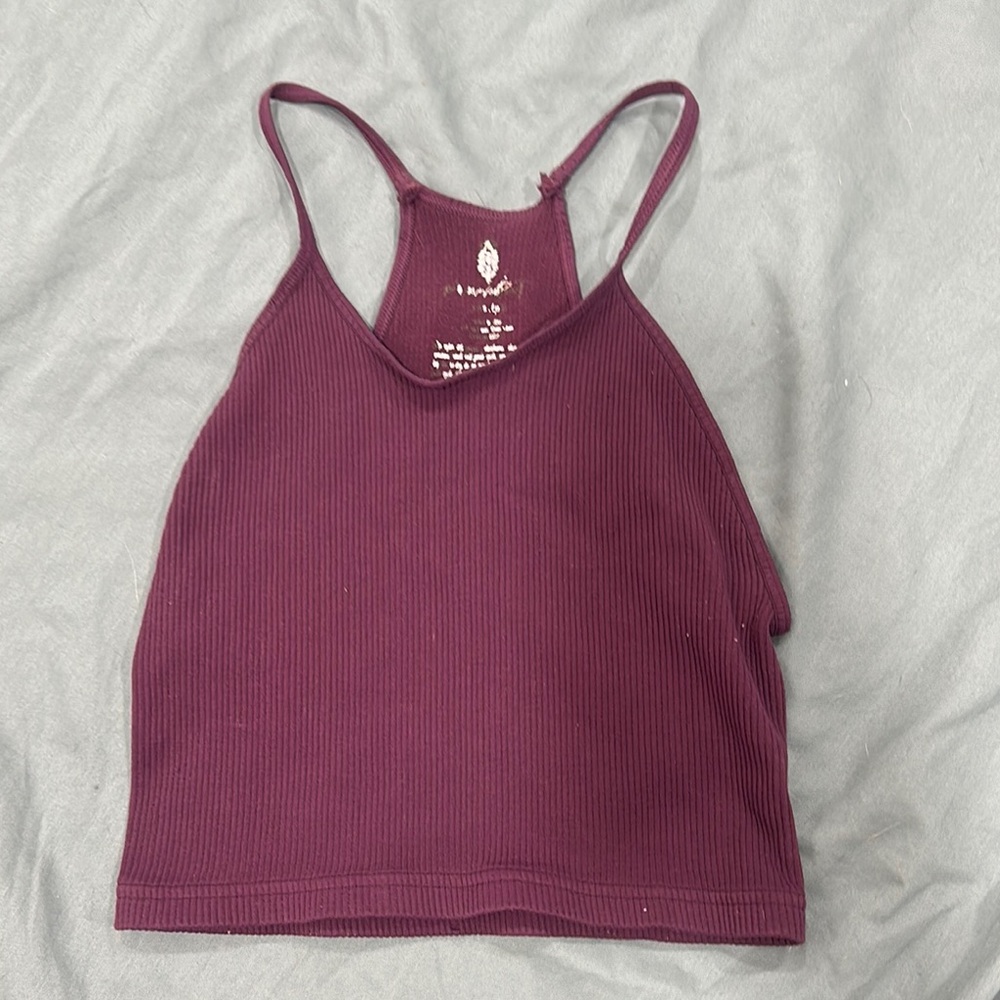 Free People Burgundy Ribbed Tank